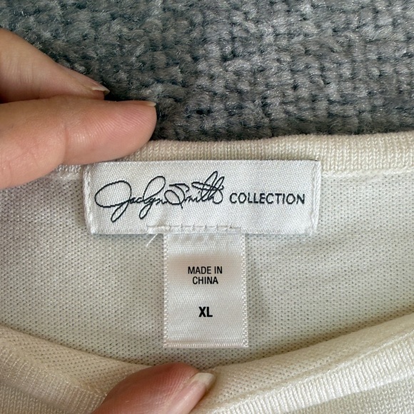 Jaclyn Smith Collection Cream White Long Sleeve Top Blouse Jewels Womens XL - Picture 6 of 9